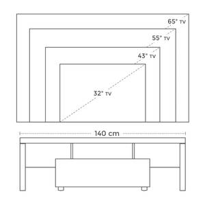 Tv-meubel Gedney Incl. verlichting - hoogglans wit/zilverkleurig