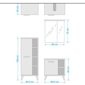 Badezimmerset Quickset 963 IV (3-teilig) Inklusive Beleuchtung - Salbei / Eiche Riviera Dekor