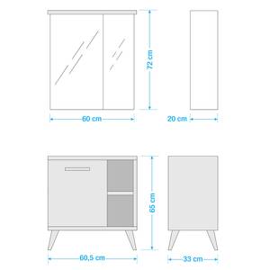 Badezimmerset Quickset 963 II (2-teilig) Inklusive Beleuchtung - Salbei / Eiche Riviera Dekor