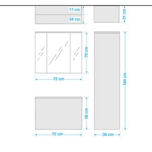 Badezimmerset Miami IV (3-teilig) Pinie Weiß Dekor