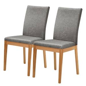 Chaises capitonnées Roberto II(lot de 2) Microfibre / Duramen de hêtre massif - Gris / Duramen de hêtre