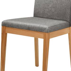 Chaises capitonnées Roberto II(lot de 2) Microfibre / Duramen de hêtre massif - Gris / Duramen de hêtre