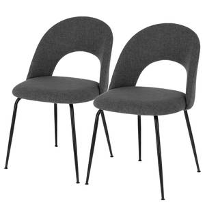 Gestoffeerde stoelen Vitre (set van 2) geweven stof/staal - Donkergrijs