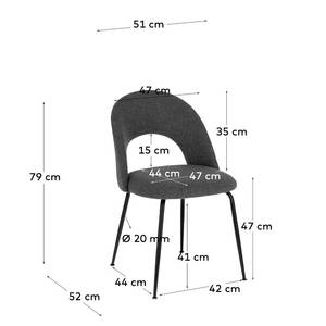 Gestoffeerde stoelen Vitre (set van 2) geweven stof/staal - Donkergrijs