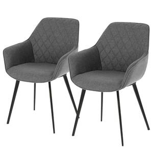 Chaises à accoudoirs Amira II (lot de 2) Tissu / Acier - Gris