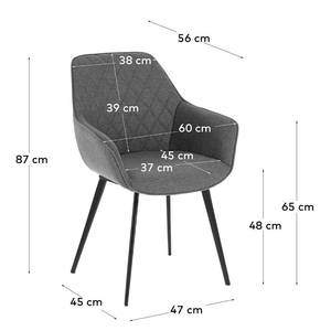 Armleunstoelen Amira II (set van 2) geweven stof/staal - Grijs