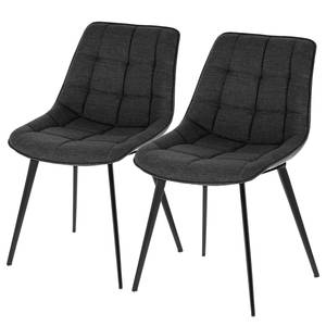 Chaises capitonnées Kellia II (lot de 2) Tissu / Acier - Gris foncé