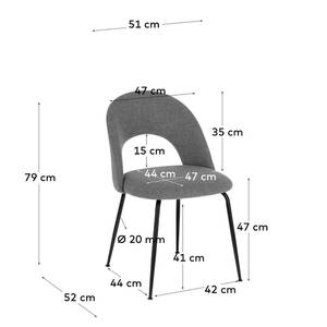 Gestoffeerde stoelen Vitre (set van 2) geweven stof/staal - Grijs