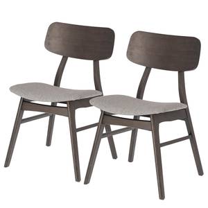 Chaises Varkaus III (lot de 2) Tissu / Placage en frêne et hévéa massif - gris clair / Frêne foncé