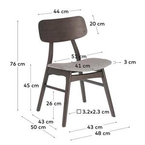 Eetkamerstoelen Varkaus III (set van 2) geweven stof/essenhout fineer & massief rubberboomhout - lichtgrijs/donker essenhout