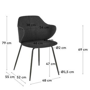 Stoelen Hulett I (set van 2) geweven stof/staal - Donkergrijs