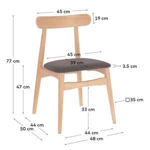 Esszimmerstuhl Apukka (2er-Set) Webstoff / Gummibaum massiv - Grau