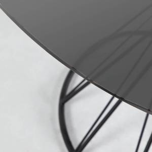 Eettafel Lovington I glas/staal - donkergrijs glas/zwart