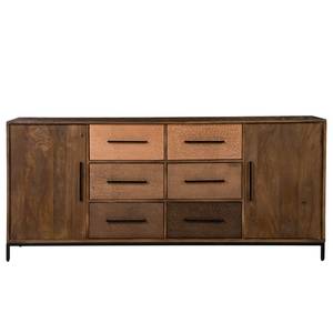 Sideboard Copp Mango massiv / Metall - Kupfer / Mango Dunkel