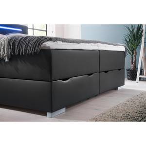 Lit boxspring Las Vegas I Avec tiroir de lit - Cuir synthétique Mei: Noir - 180 x 200cm