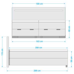 Lit boxspring Las Vegas Avec tiroir de lit - Cuir synthétique Mei: Blanc - 180 x 200cm