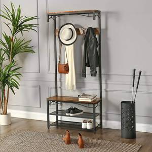 Compacte garderobe Welburn metaal - zwart/bruin