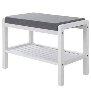 Banc d’entrée Monkton Tissu / Bambou massif - Gris clair / Blanc