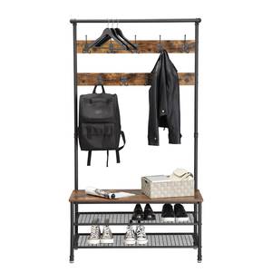 Kompaktgarderobe Wellsville Metall - Schwarz / Braun