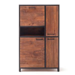 Highboard Moboki III Mango massiv / Metall - Mango Dunkel / Schwarz