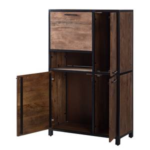 Highboard Moboki III Mango massiv / Metall - Mango Dunkel / Schwarz