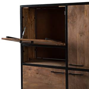 Highboard Moboki III Mango massiv / Metall - Mango Dunkel / Schwarz