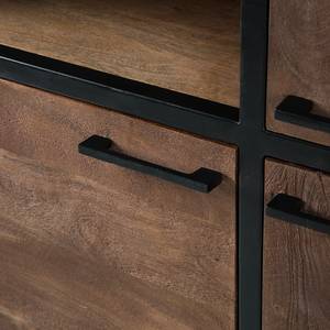 Highboard Moboki III Mango massiv / Metall - Mango Dunkel / Schwarz