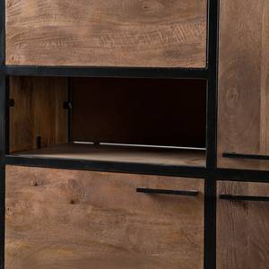 Highboard Moboki III Mango massiv / Metall - Mango Dunkel / Schwarz