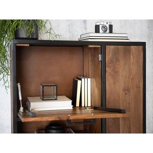 Highboard Moboki III Mango massiv / Metall - Mango Dunkel / Schwarz