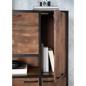 Highboard Moboki III Mango massiv / Metall - Mango Dunkel / Schwarz