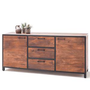 Sideboard Moboki I Mango massiv / Metall - Mango Dunkel / Schwarz