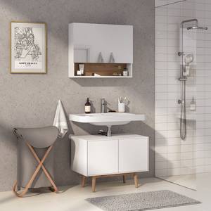 Set di 2 mobili da bagno LINDHOLM A Rovere parzialmente massello - Bianco