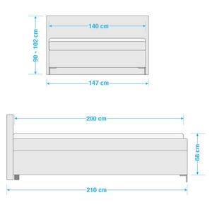 Letto boxspring Dresher Color grigio chiaro - 140 x 200cm