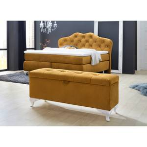 Lit boxspring Hartsville Jaune - Textile - 203 x 127 x 213 cm