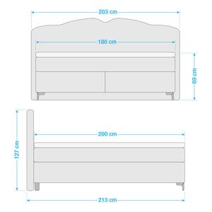 Lit boxspring Hartsville Jaune - Textile - 203 x 127 x 213 cm