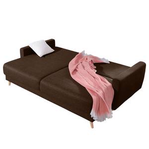 3-Sitzer Sofa SOLA Webstoff Luba: Dunkelbraun - Mit Schlaffunktion