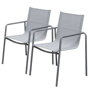 Sedia da giardino Amado (set da 2) Bianco - Metallo - Tessile - 60 x 86 x 59 cm
