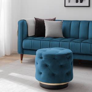 Gestoffeerde hocker Redmond I fluweel - Velours Ravi: Marineblauw