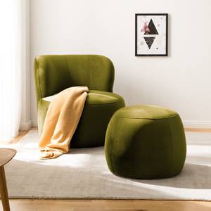 Gestoffeerde hocker LOVELOCK fluweel - Velours Ravi: Avocado