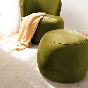 Gestoffeerde hocker LOVELOCK fluweel - Velours Ravi: Avocado