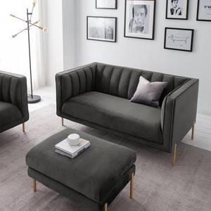 Sofa Borlo (2-Sitzer) Samt- Grau - Grau