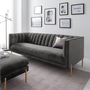 Sofa Borlo (3-Sitzer) Samt- Grau - Grau