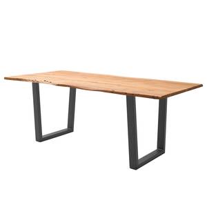 Houten eettafel met boomrand KAPRA Bruin acaciahout - 160 x 90 cm - Zwart - Trapezevormig -  Hoogte tafelblad: 2.5 cm