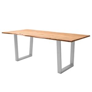 Houten eettafel met boomrand KAPRA Bruin acaciahout - 160 x 90 cm - Zilver - Trapezevormig -  Hoogte tafelblad: 2.5 cm