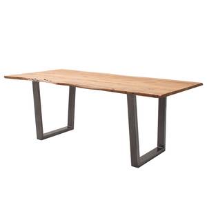 Houten eettafel met boomrand KAPRA Bruin acaciahout - 160 x 90 cm - Vintage Metal - Trapezevormig -  Hoogte tafelblad: 2.5 cm