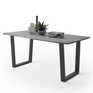 Tavolo in legno massello KAPRA Acacia Grigio - 160 x 90 cm - Nero - Trapezoidale - Spessore del piano del tavolo: 2.5 cm