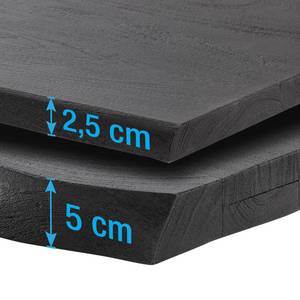 Massiver Baumkanten-Esstisch KAPRA Akazie Grau - 160 x 90 cm - Schwarz - X-Form - Tischplattenstärke: 2.5 cm