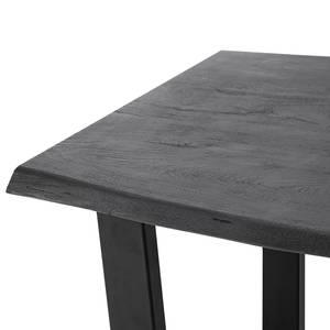 Houten eettafel met boomrand KAPRA Acaciahouten Grijs - 180 x 90 cm - Zwart - Trapezevormig -  Hoogte tafelblad: 2.5 cm