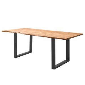 Massiver Baumkanten-Esstisch KAPRA Akazie Braun - 200 x 100 cm - Schwarz - U-Form - Tischplattenstärke: 2.5 cm