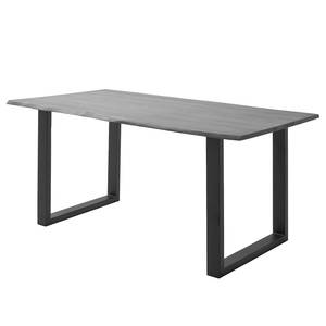 Tavolo in legno massello KAPRA Acacia Grigio - 200 x 100 cm - Nero - U-forma - Spessore del piano del tavolo: 2.5 cm
